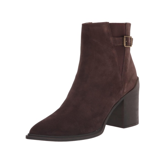 Blondo Raven Chocolate Brown Suede Pointed Toe Ankle Bootie - Picture 2 of 9